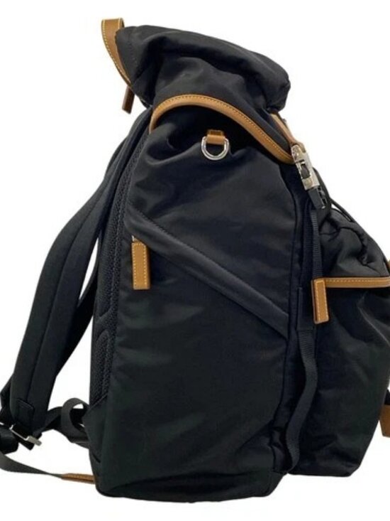 PRADA Re-Nylon Saffiano leather backpack 2VZ078 Black Brown Nylon - Backpack main image 9